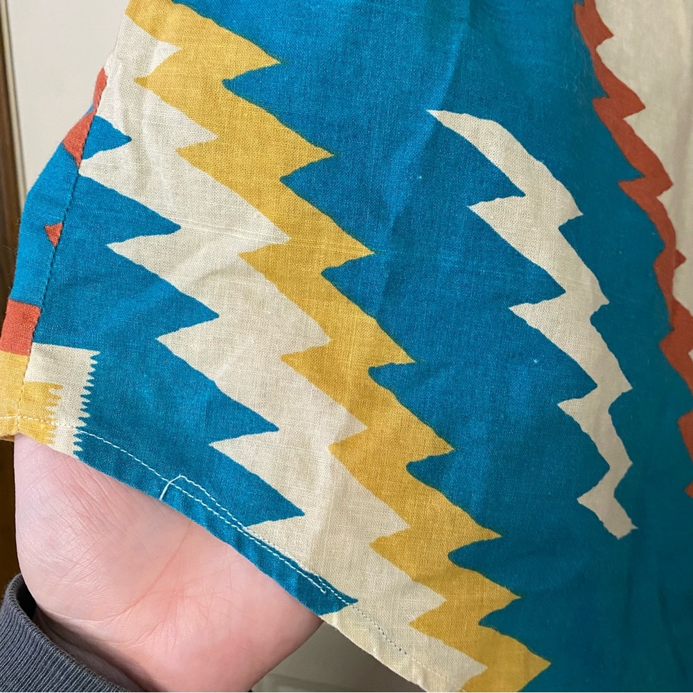 Vintage Mens Large Unisex Southwestern Frayed Tassle Long Sleeve Button Down - Picture 6 of 7